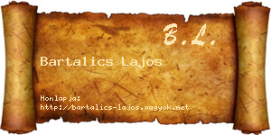 Bartalics Lajos névjegykártya